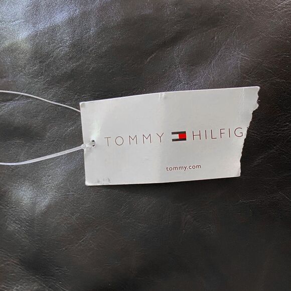 Vintage Y2K Tommy Hilfiger Black Leather Pants Size 6 Red Lining Deadstock - Picture 9 of 10